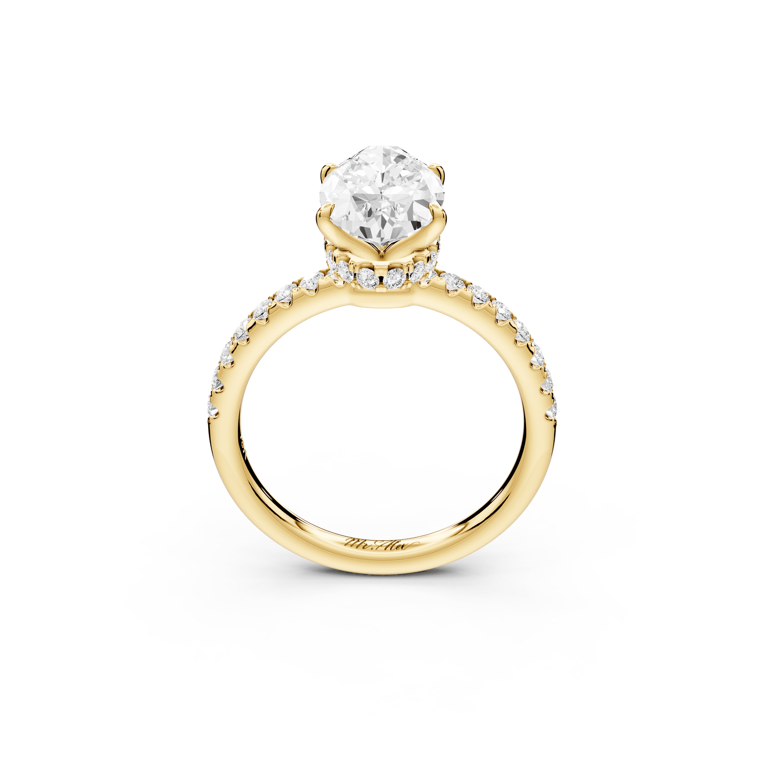 Arina - 3ct 14k yellow gold marquise Diamond with a wrap around halo and pavé engagement ring - Mr. Alex Jewelry