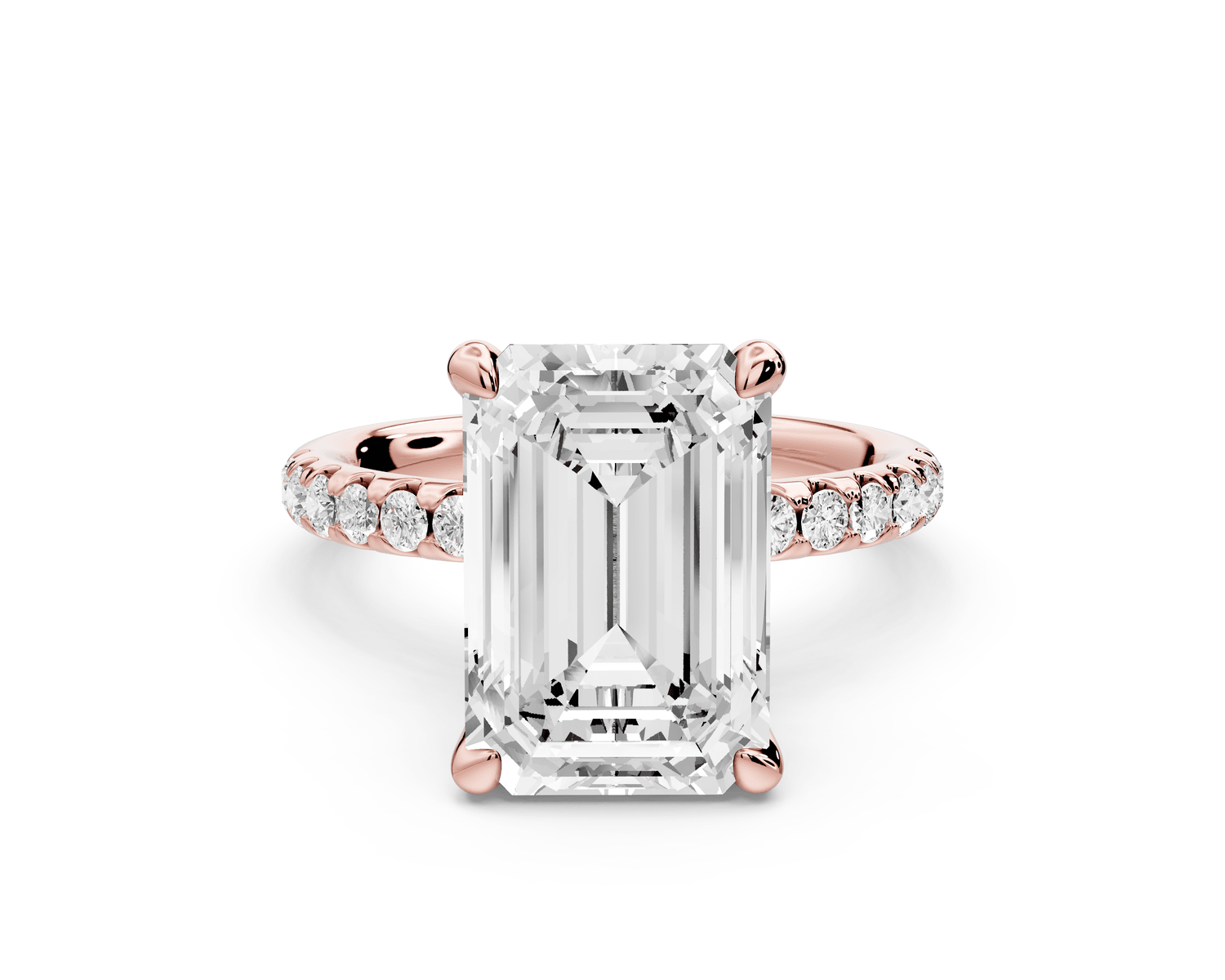 Arina - 3ct 18k rose gold emerald Diamond with a wrap around halo and pavé Engagement ring - Mr. Alex Jewelry