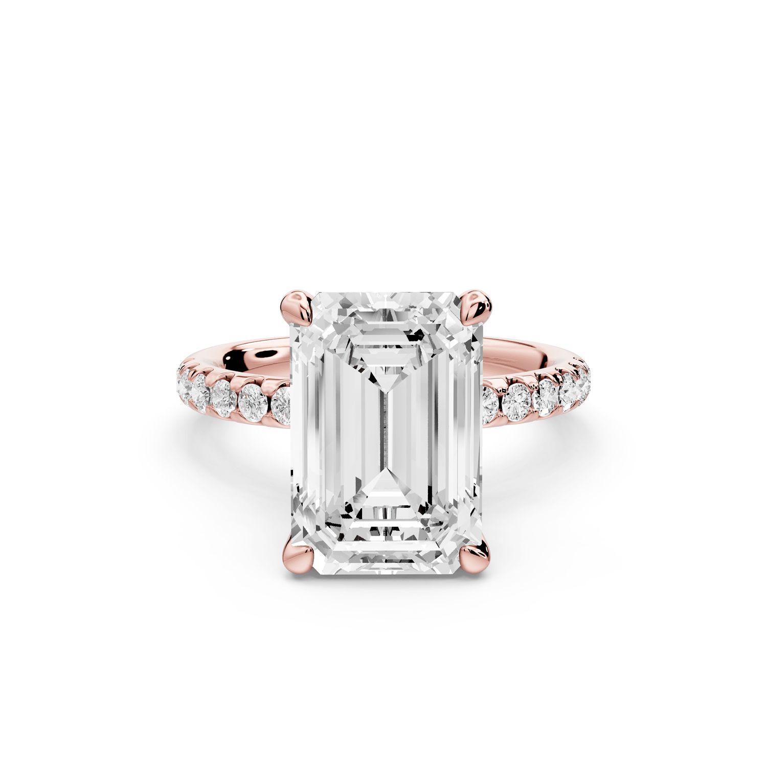 Arina - 3ct 18k rose gold emerald Diamond with a wrap around halo and pavé Engagement ring - Mr. Alex Jewelry