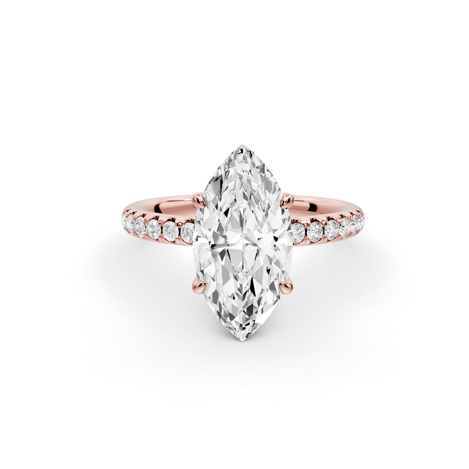 Arina - 3ct 18k rose gold marquise Diamond with a wrap around halo and pavé engagement ring - Mr. Alex Jewelry