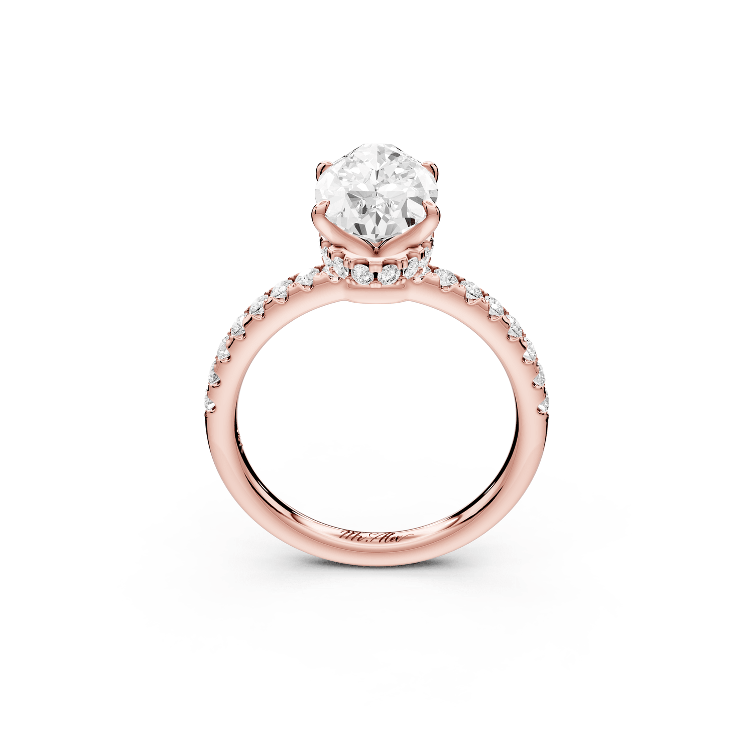 Arina - 3ct 18k rose gold marquise Diamond with a wrap around halo and pavé engagement ring - Mr. Alex Jewelry