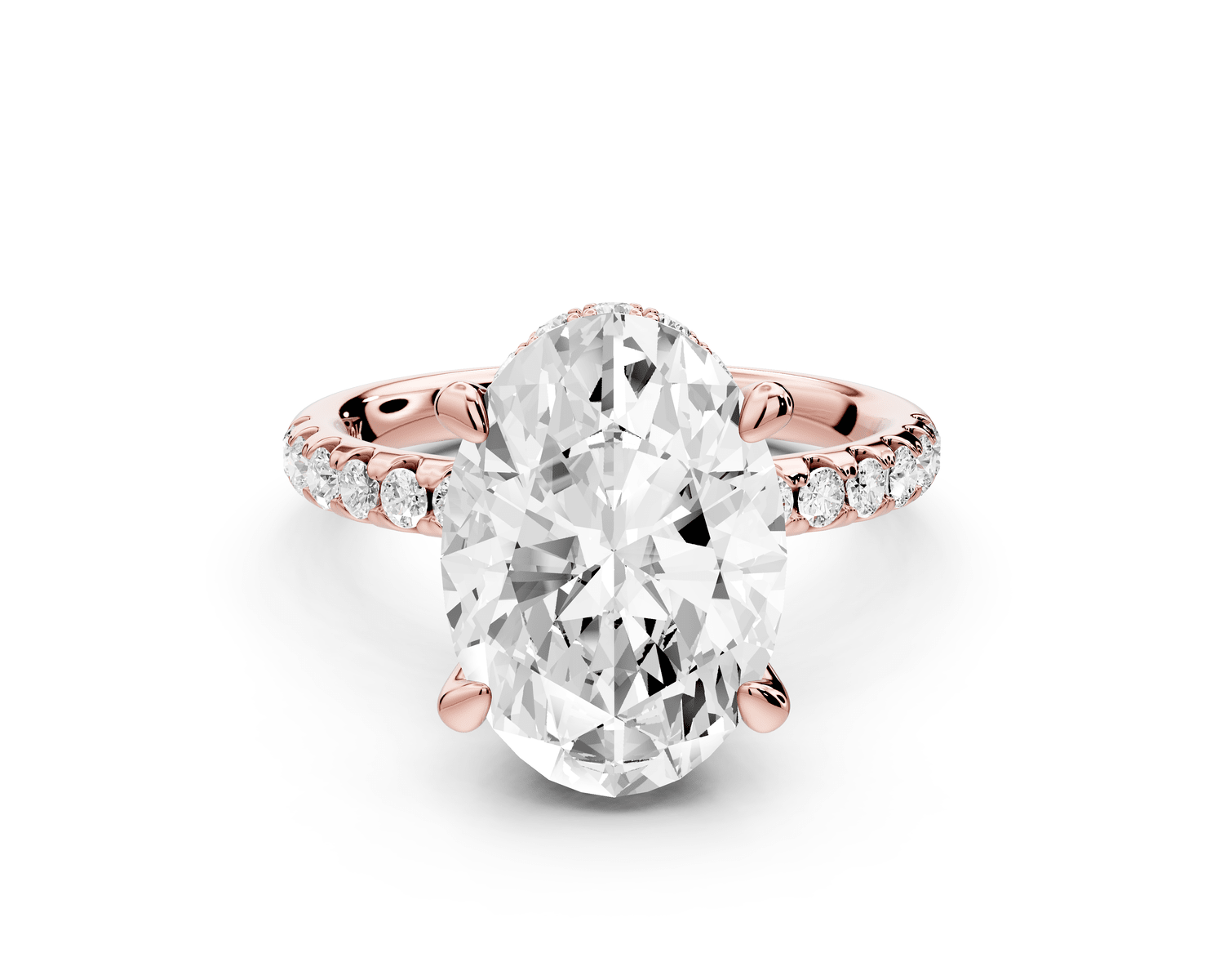 Arina - 3ct 18k rose gold oval Diamond with a wrap around halo and pavé Engagement ring - Mr. Alex Jewelry