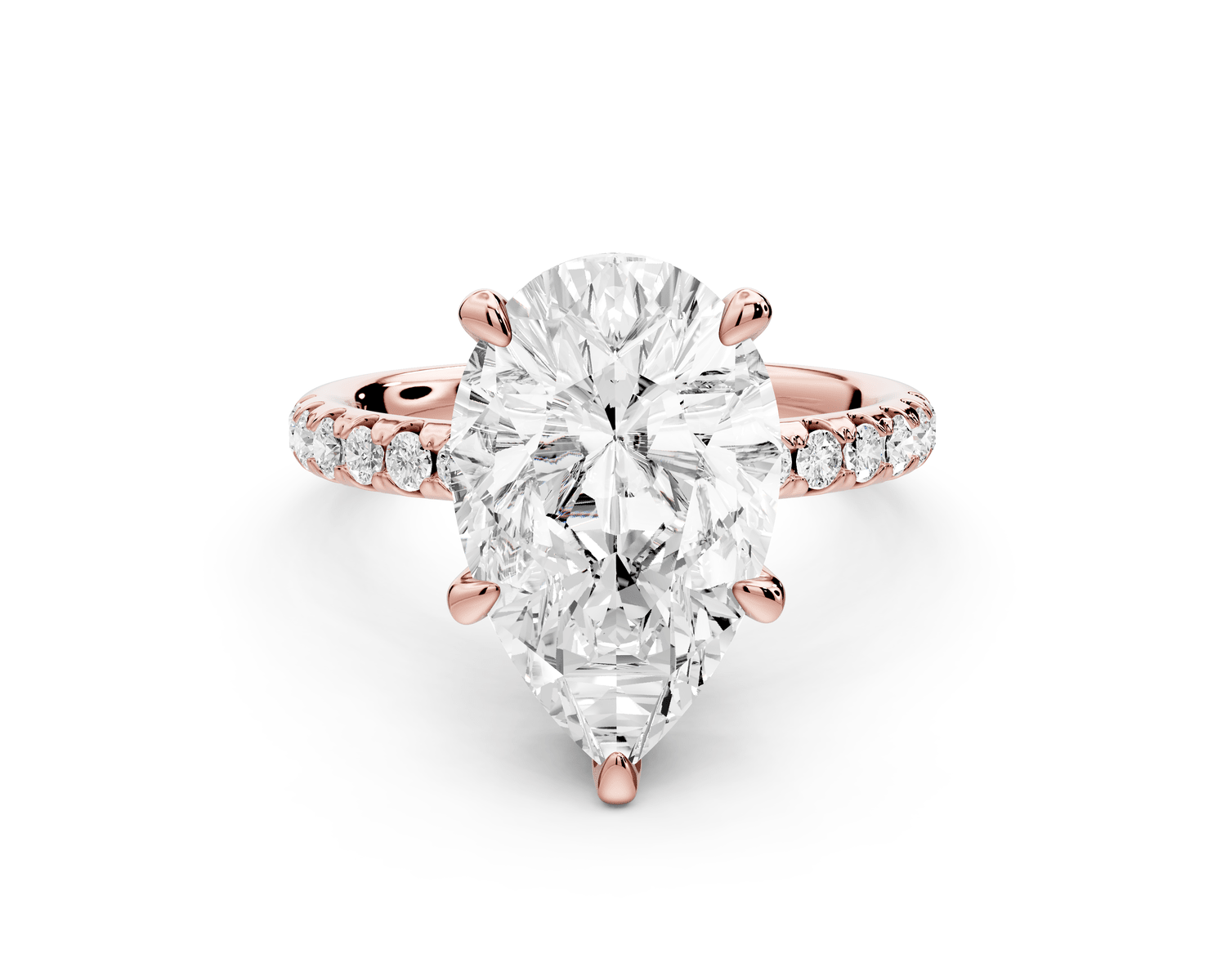 Arina - 3ct 18k rose gold pear Diamond with a wrap around halo and pavé Engagement ring - Mr. Alex Jewelry