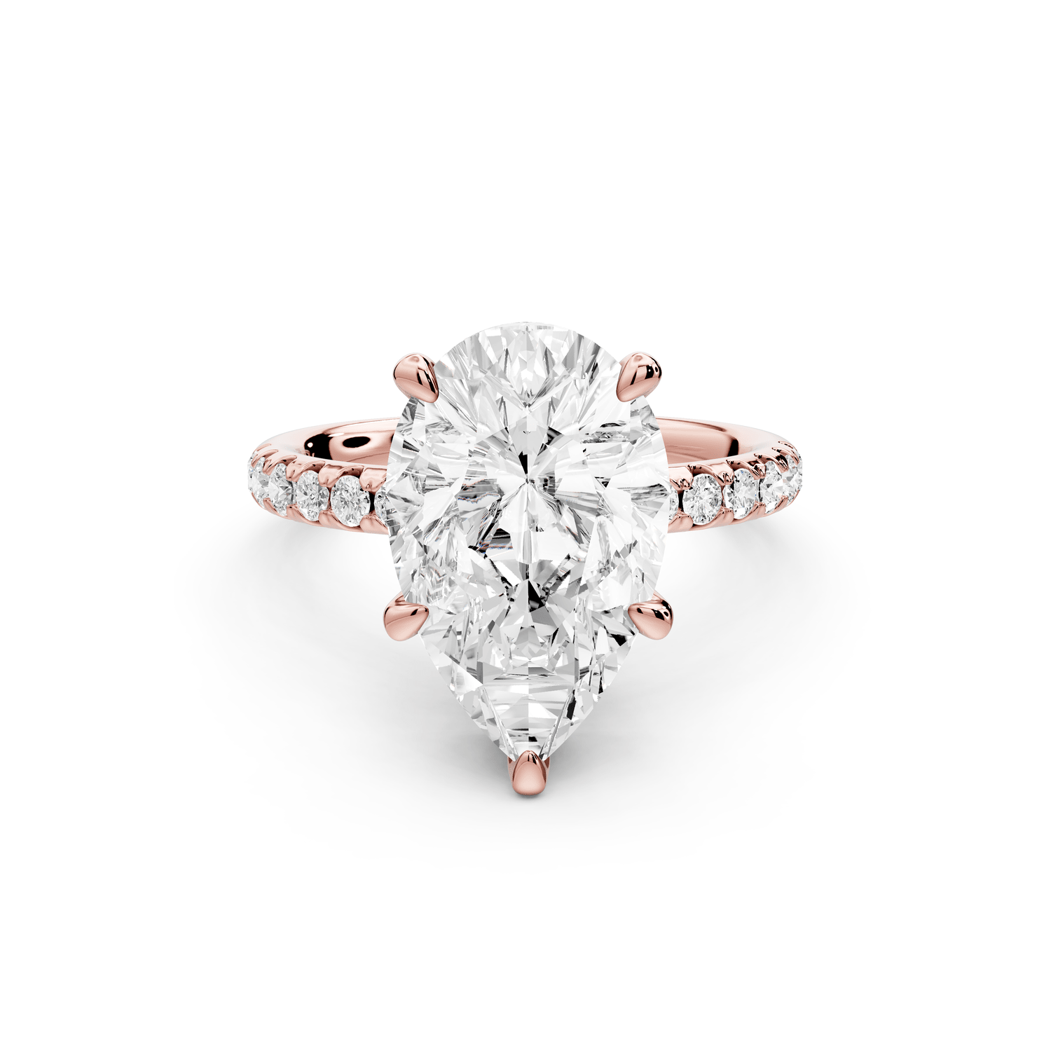Arina - 3ct 18k rose gold pear Diamond with a wrap around halo and pavé Engagement ring - Mr. Alex Jewelry