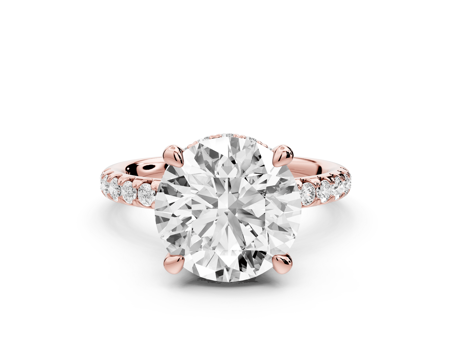 Arina - 3ct 18k rose gold round Diamond with a wrap around halo and pavé engagment ring - Mr. Alex Jewelry