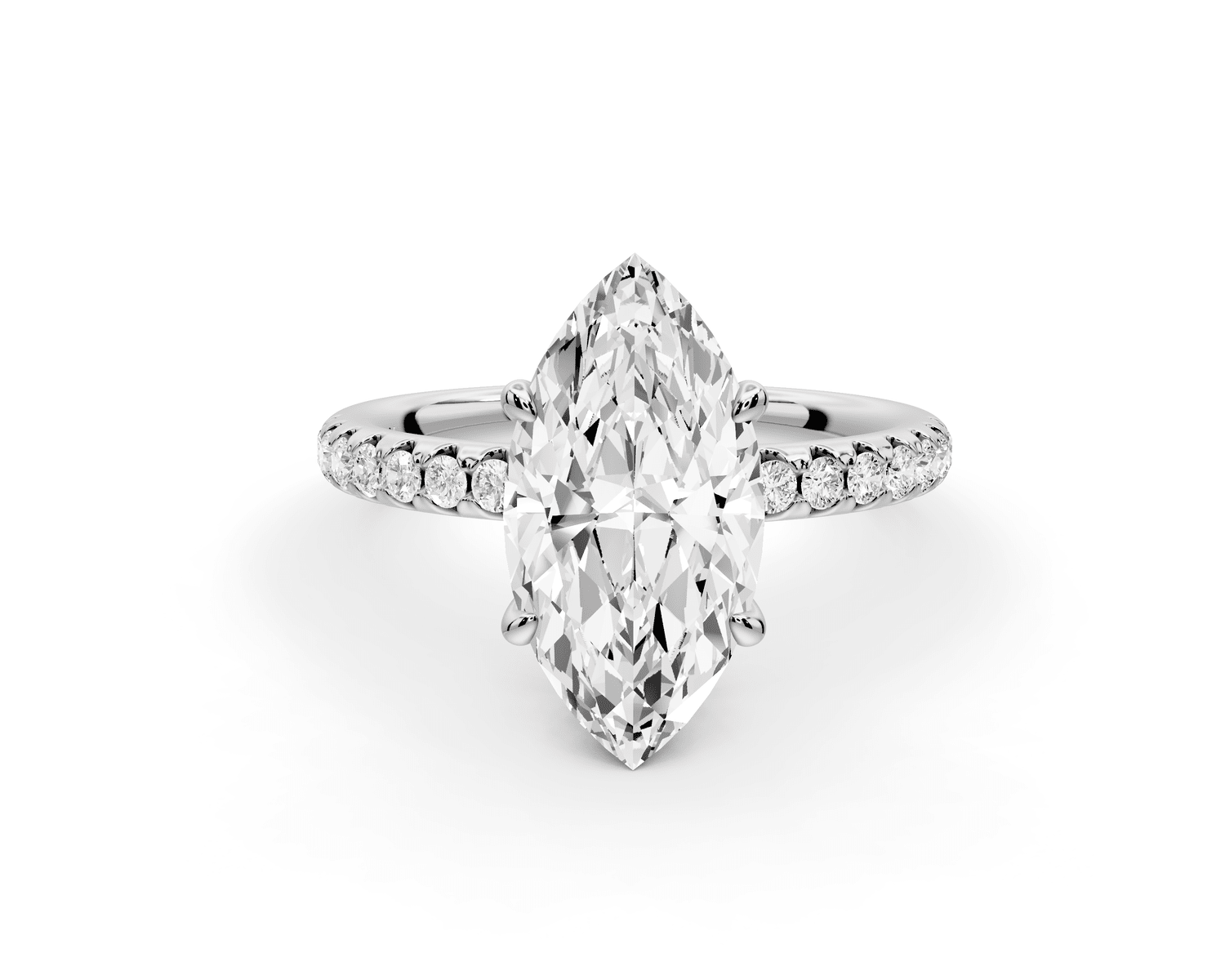 Arina - 3ct 18k white gold marquise Diamond with a wrap around halo and pavé engagement ring - Mr. Alex Jewelry