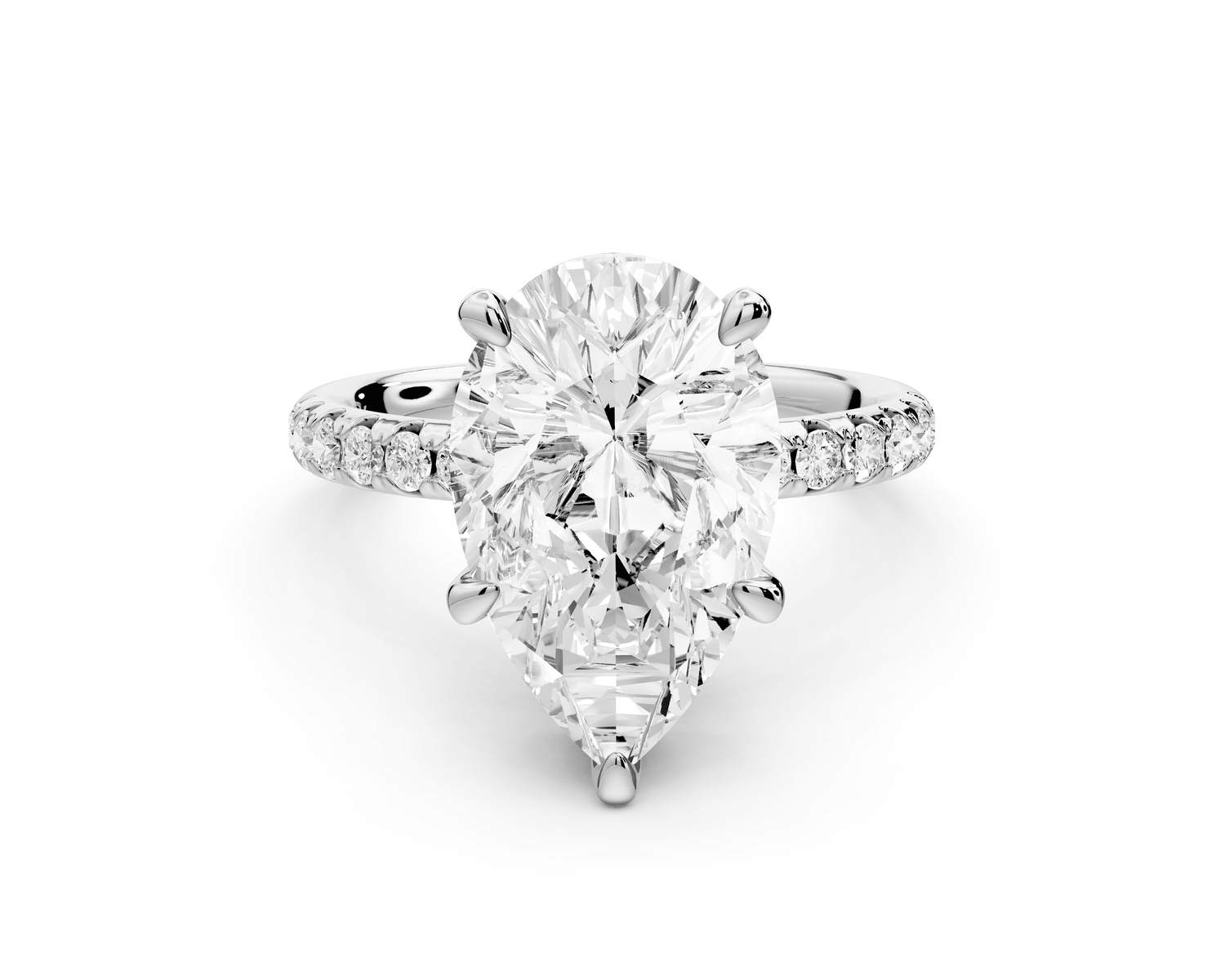 Arina - 3ct 18k white gold pear Diamond with a wrap around halo and pavé Engagement ring - Mr. Alex Jewelry