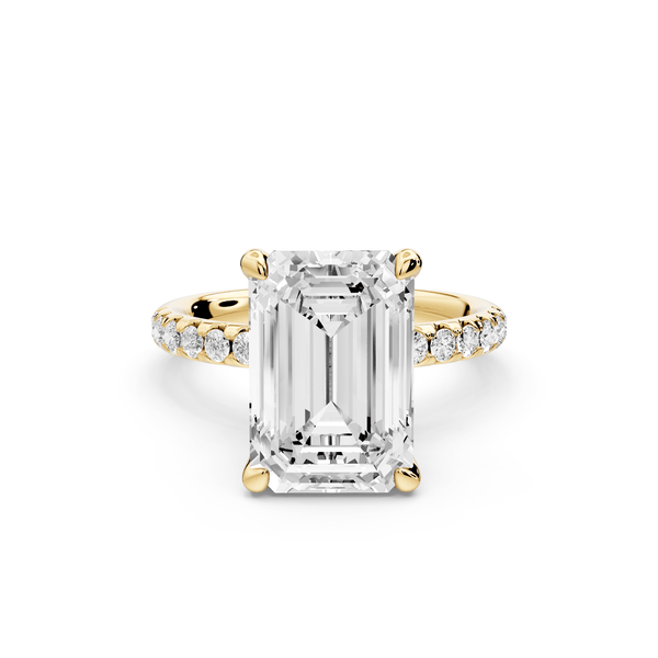 Arina - 3ct 18k yellow gold emerald Diamond with a wrap around halo and pavé Engagement ring - Mr. Alex Jewelry