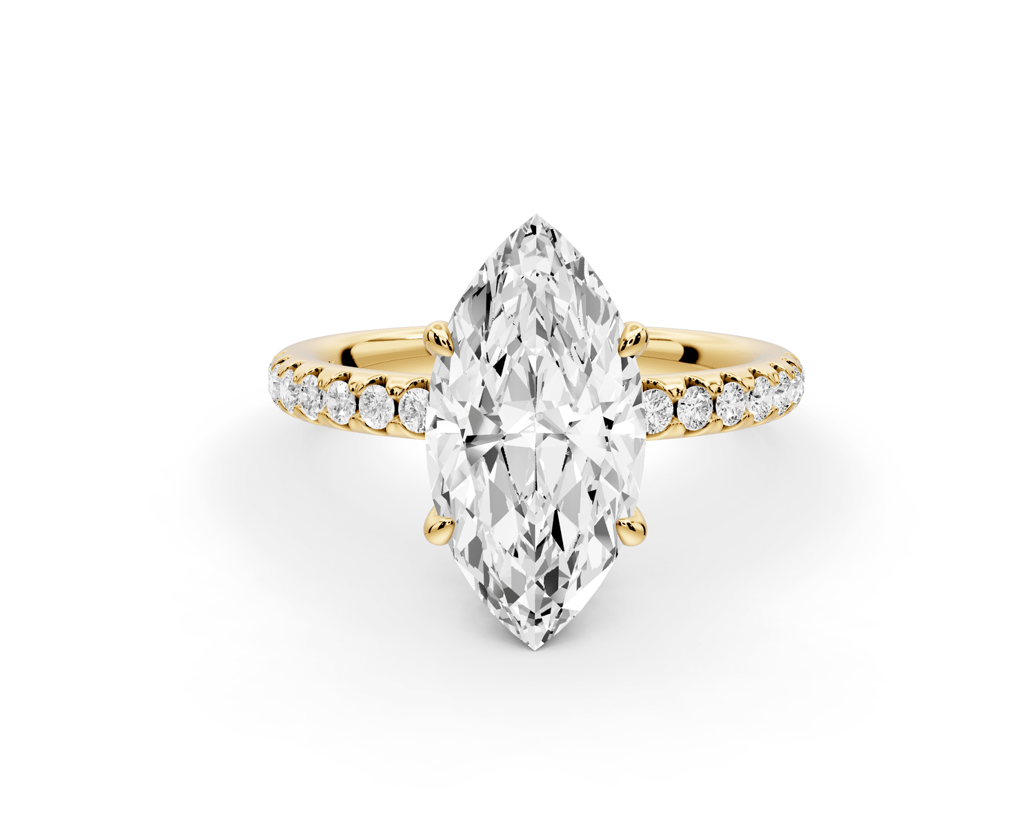 Arina - 3ct 18k yellow gold marquise Diamond with a wrap around halo and pavé engagement ring - Mr. Alex Jewelry