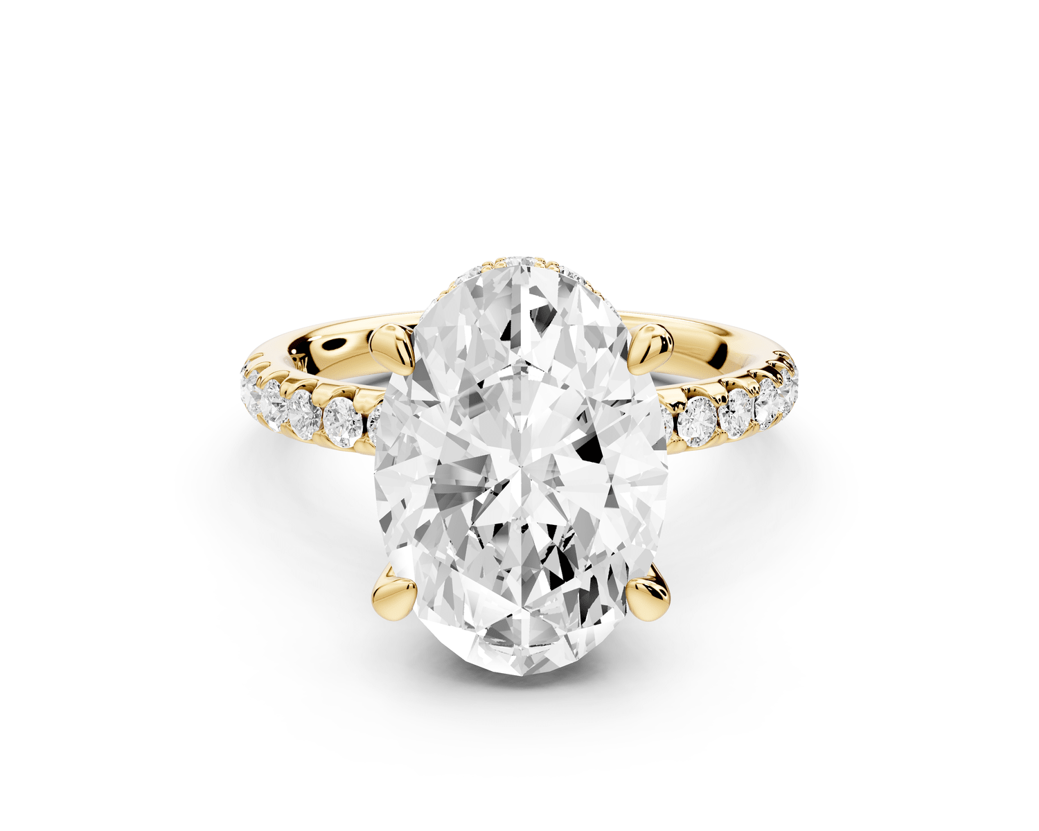Arina - 3ct 18k yellow gold oval Diamond with a wrap around halo and pavé Engagement ring - Mr. Alex Jewelry