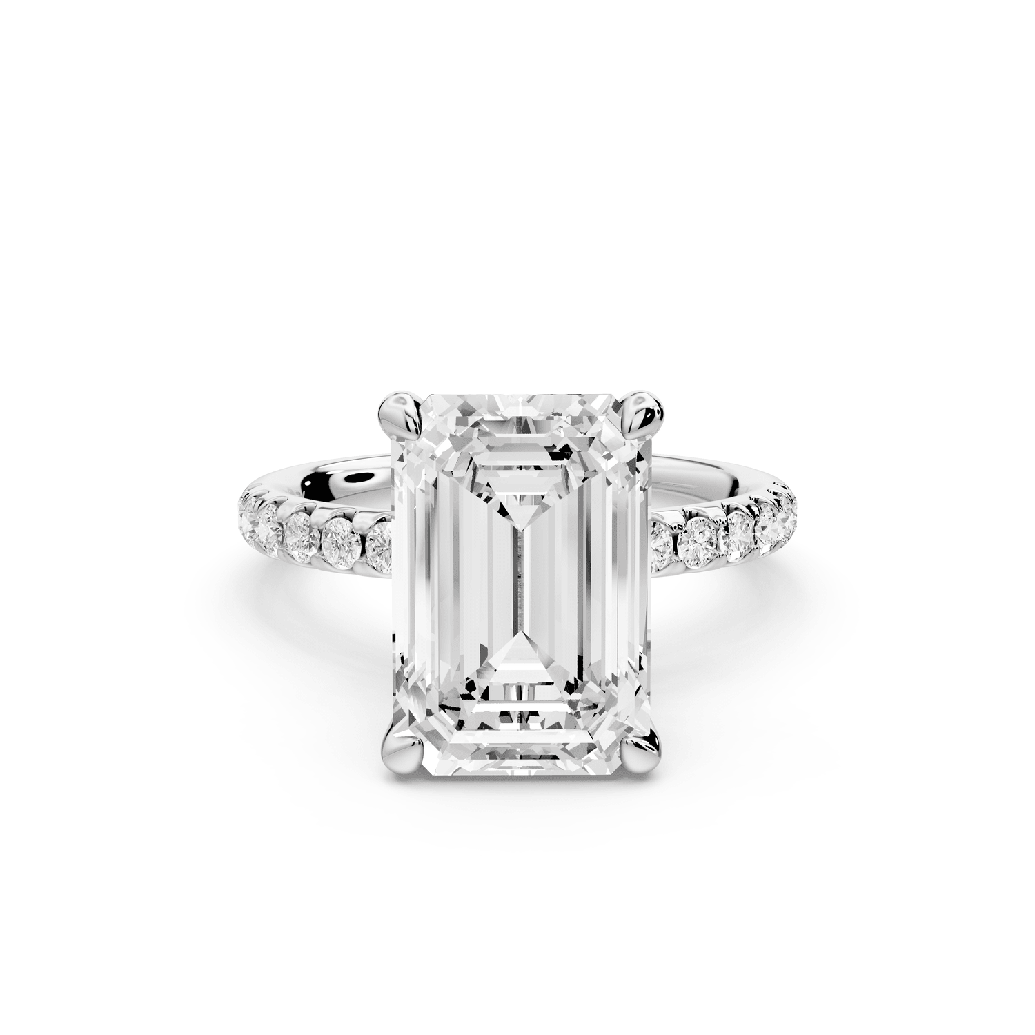Arina - 3ct platinum emerald Diamond with a wrap around halo and pavé Engagement ring - Mr. Alex Jewelry
