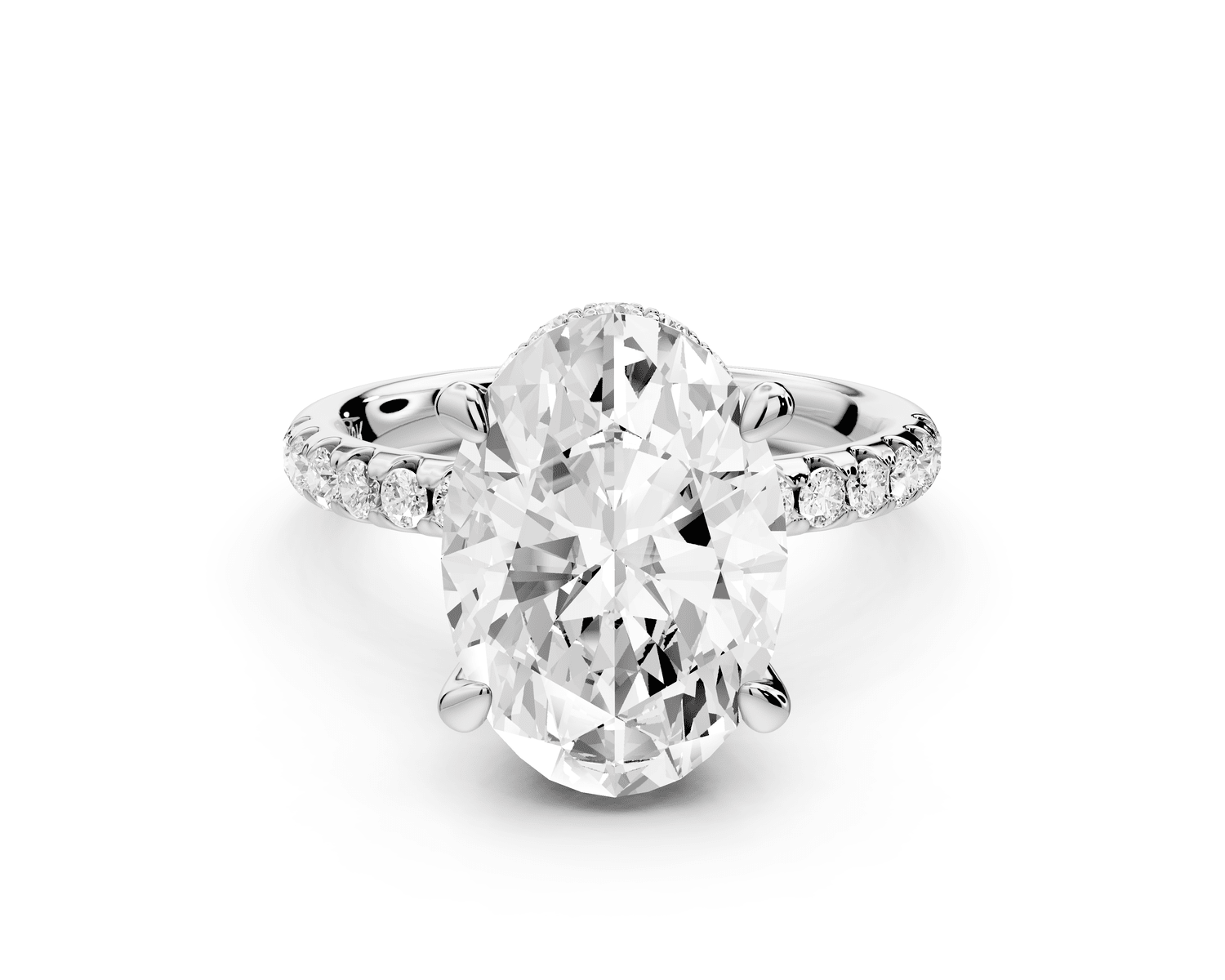 Arina - 3ct platinum oval Diamond with a wrap around halo and pavé Engagement ring - Mr. Alex Jewelry