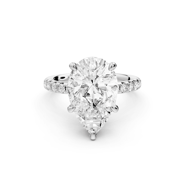 Arina - 3ct platinum pear Diamond with a wrap around halo and pavé Engagement ring - Mr. Alex Jewelry