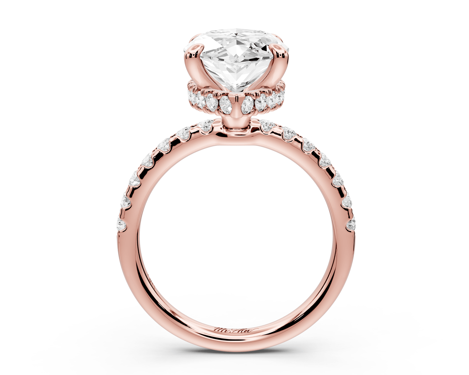 Arina - 4ct 14k rose gold marquise Diamond with a wrap around halo and pavé engagement ring - Mr. Alex Jewelry