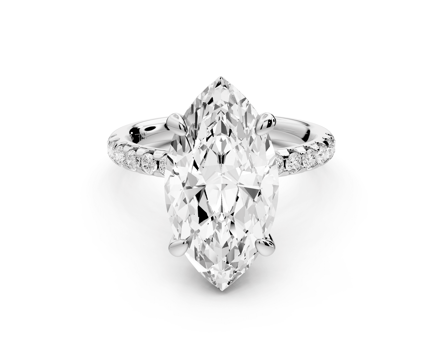 Arina - 4ct 14k white gold marquise Diamond with a wrap around halo and pavé engagement ring - Mr. Alex Jewelry