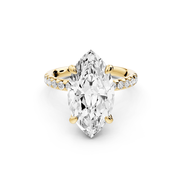 Arina - 4ct 14k yellow gold marquise Diamond with a wrap around halo and pavé engagement ring - Mr. Alex Jewelry