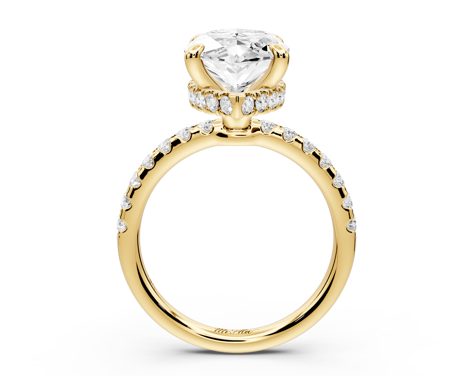 Arina - 4ct 14k yellow gold marquise Diamond with a wrap around halo and pavé engagement ring - Mr. Alex Jewelry
