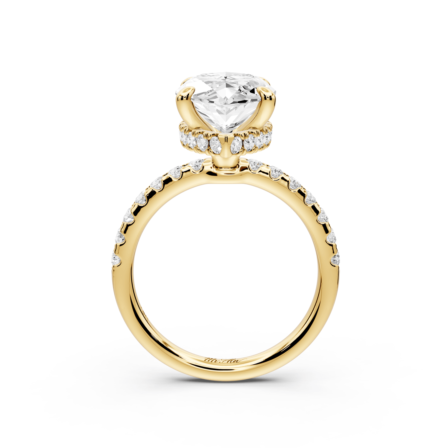 Arina - 4ct 14k yellow gold marquise Diamond with a wrap around halo and pavé engagement ring - Mr. Alex Jewelry