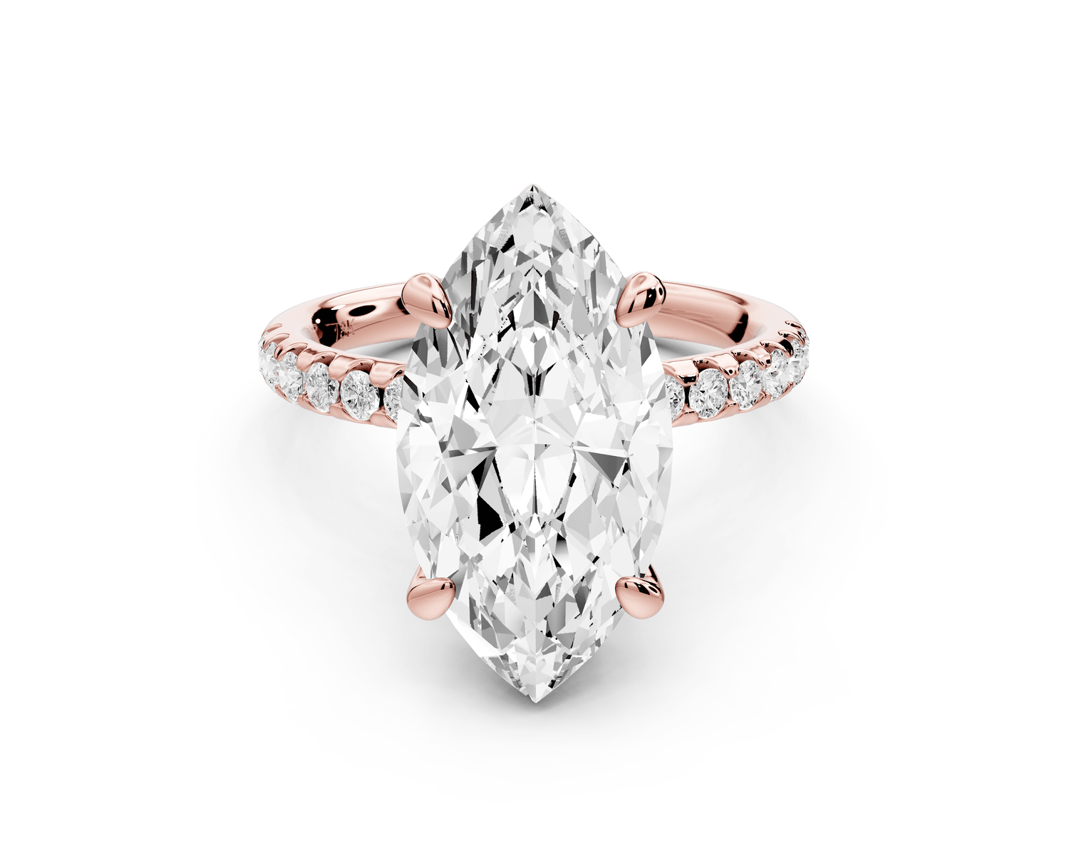 Arina - 4ct 18k rose gold marquise Diamond with a wrap around halo and pavé engagement ring - Mr. Alex Jewelry