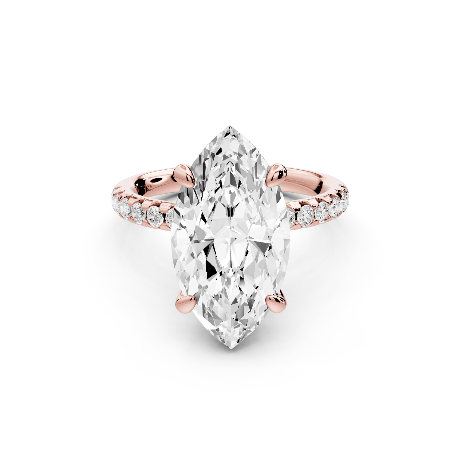 Arina - 4ct 18k rose gold marquise Diamond with a wrap around halo and pavé engagement ring - Mr. Alex Jewelry