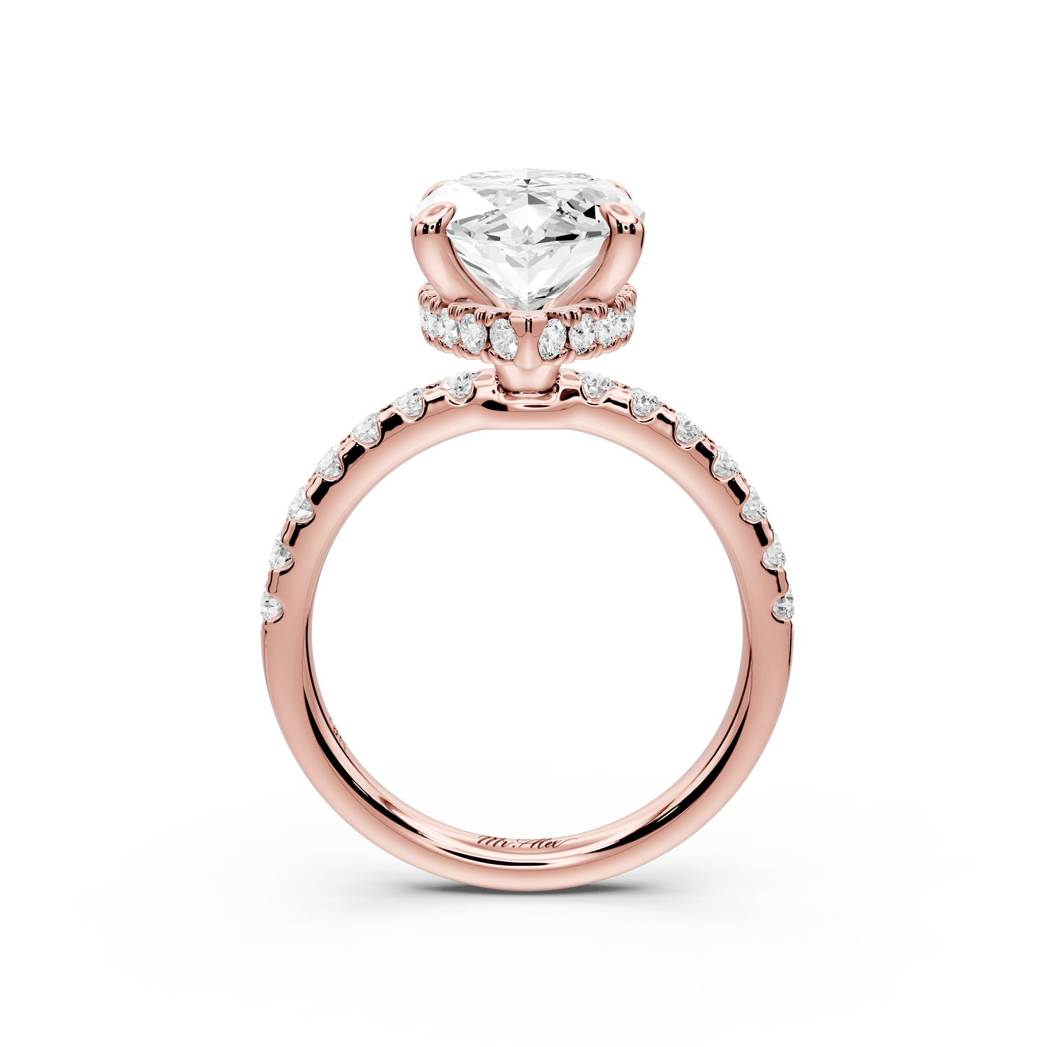 Arina - 4ct 18k rose gold marquise Diamond with a wrap around halo and pavé engagement ring - Mr. Alex Jewelry