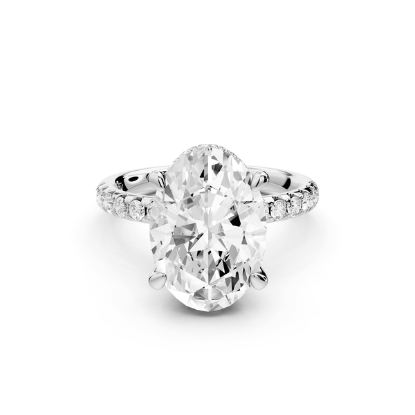 Arina - 4ct 18k white gold oval Diamond with a wrap around halo and pavé Engagement ring - Mr. Alex Jewelry