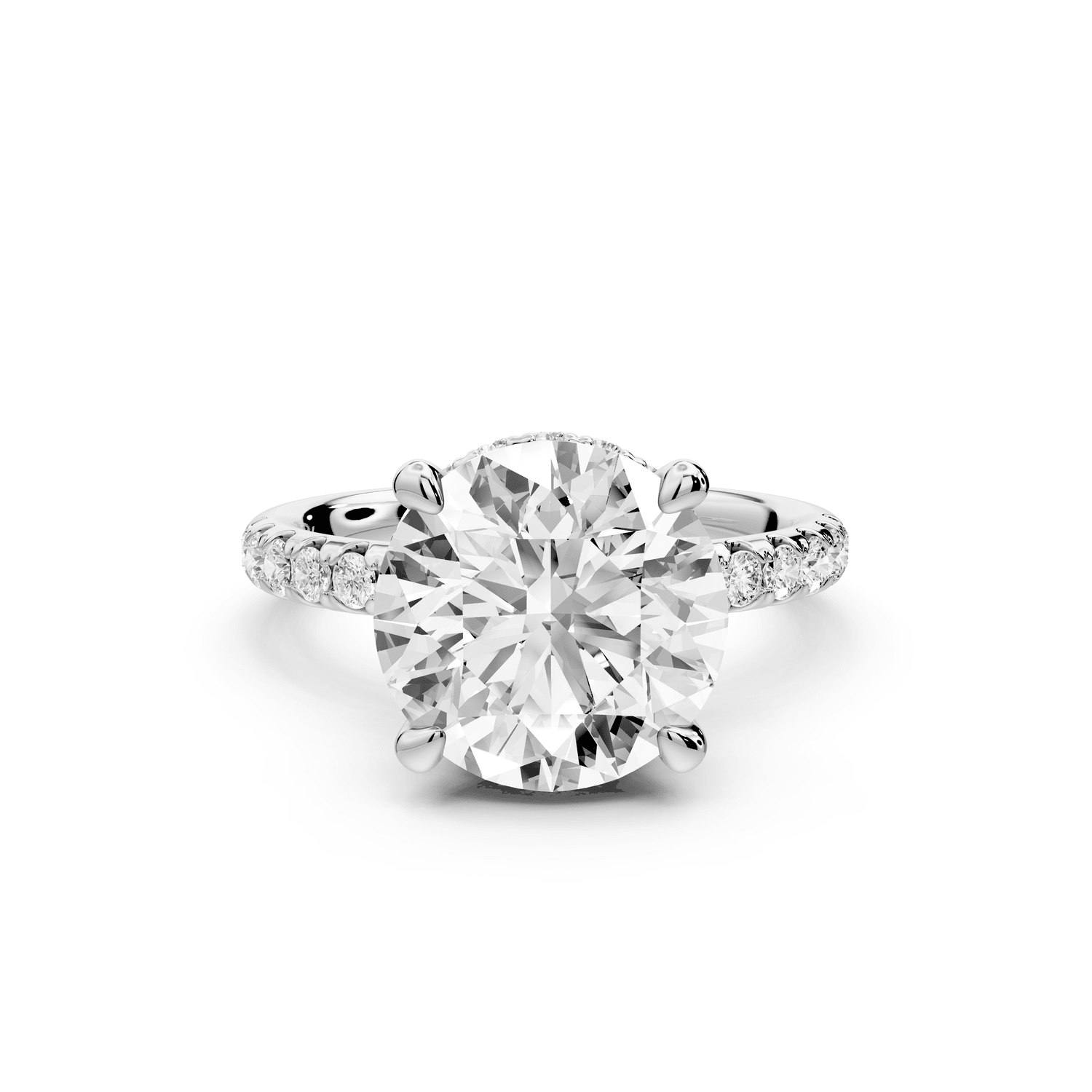 Arina - 4ct 18k white gold round Diamond with a wrap around halo and pavé engagment ring - Mr. Alex Jewelry