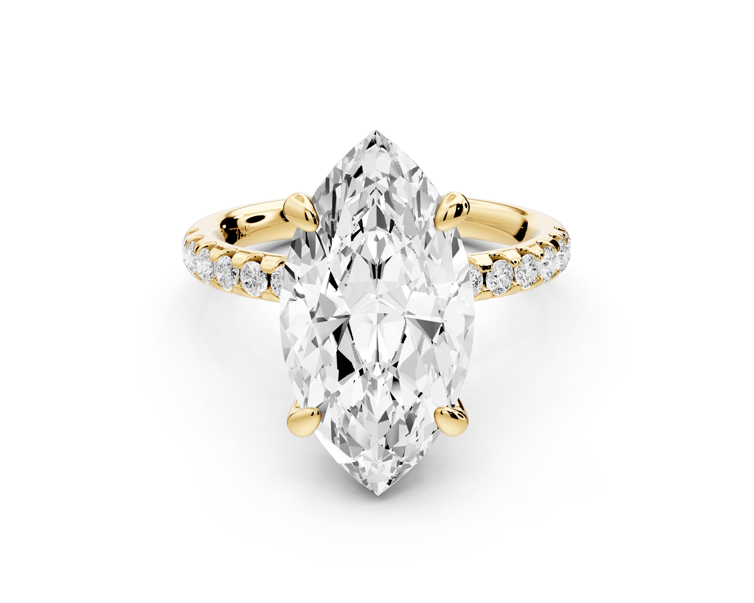 Arina - 4ct 18k yellow gold marquise Diamond with a wrap around halo and pavé engagement ring - Mr. Alex Jewelry
