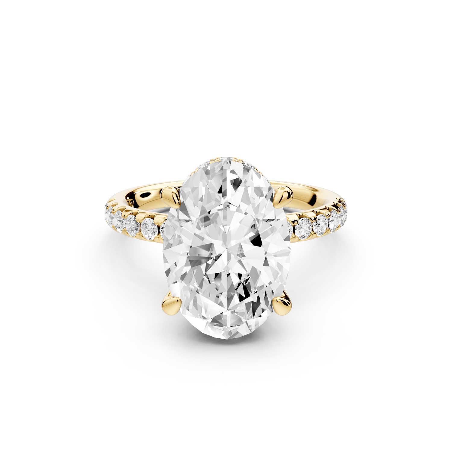 Arina - 4ct 18k yellow gold oval Diamond with a wrap around halo and pavé Engagement ring - Mr. Alex Jewelry