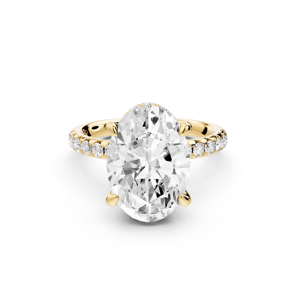 Arina - 4ct 18k yellow gold oval Diamond with a wrap around halo and pavé Engagement ring - Mr. Alex Jewelry