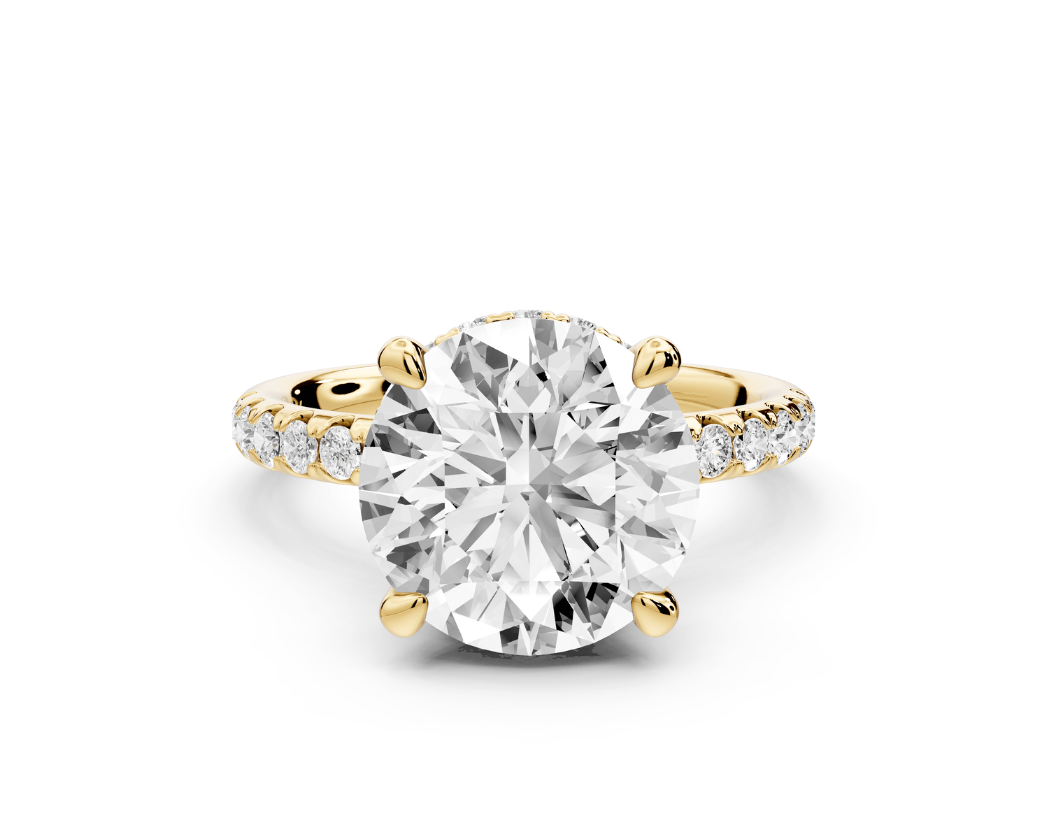Arina - 4ct 18k yellow gold round Diamond with a wrap around halo and pavé engagment ring - Mr. Alex Jewelry