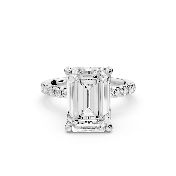 Arina - 4ct platinum emerald Diamond with a wrap around halo and pavé Engagement ring - Mr. Alex Jewelry