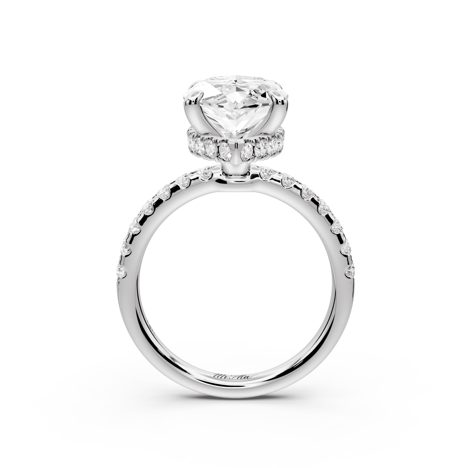Arina - 4ct platinum marquise Diamond with a wrap around halo and pavé engagement ring - Mr. Alex Jewelry