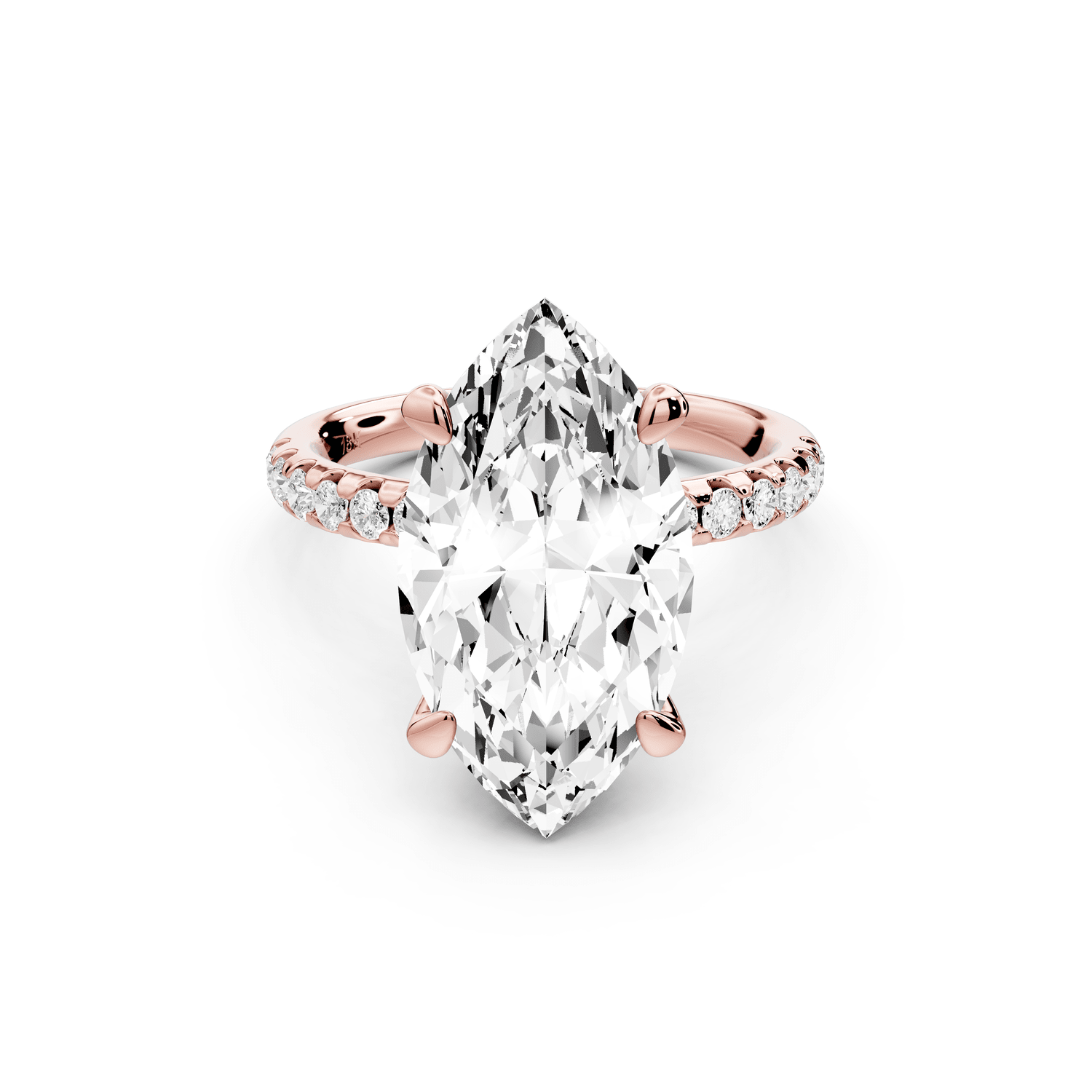 Arina - 5ct 14k rose gold marquise Diamond with a wrap around halo and pavé engagement ring - Mr. Alex Jewelry