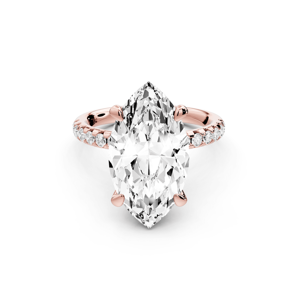 Arina - 5ct 14k rose gold marquise Diamond with a wrap around halo and pavé engagement ring - Mr. Alex Jewelry