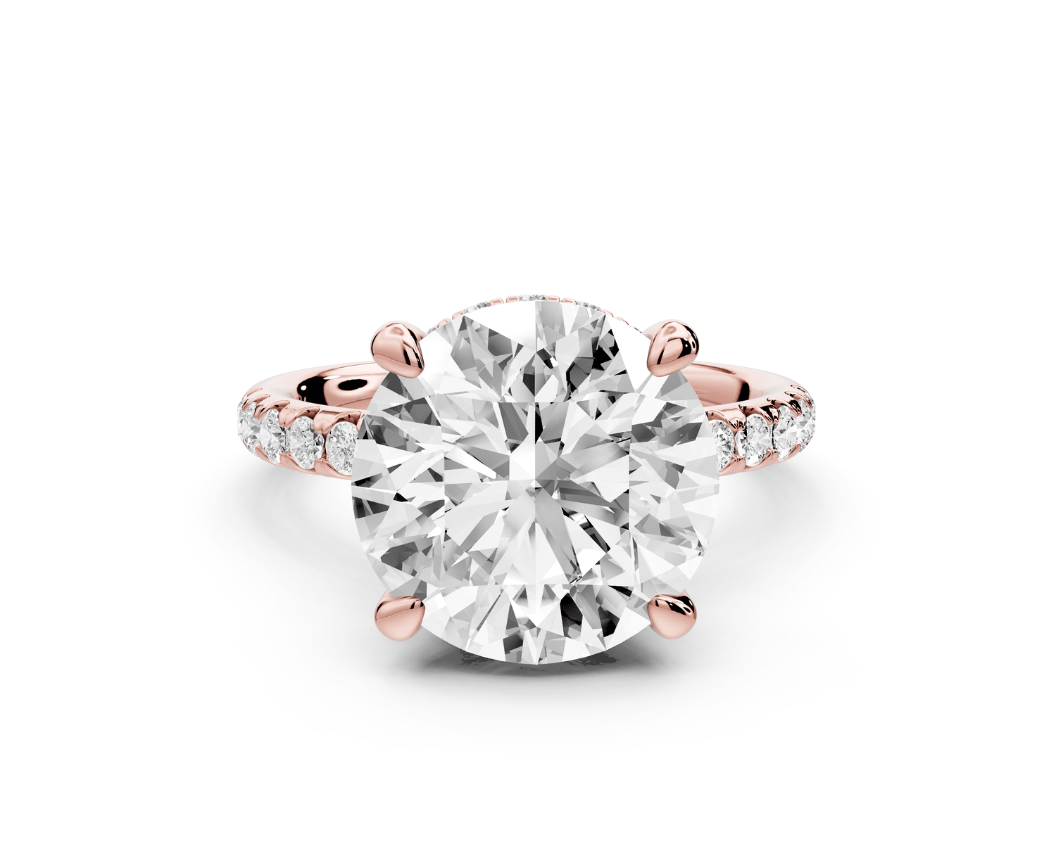 Arina - 5ct 14k rose gold round Diamond with a wrap around halo and pavé engagment ring - Mr. Alex Jewelry