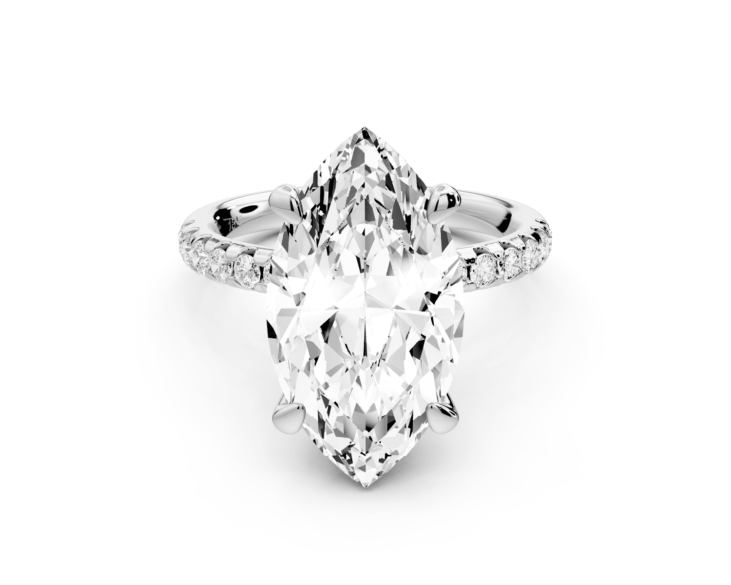 Arina - 5ct 14k white gold marquise Diamond with a wrap around halo and pavé engagement ring - Mr. Alex Jewelry