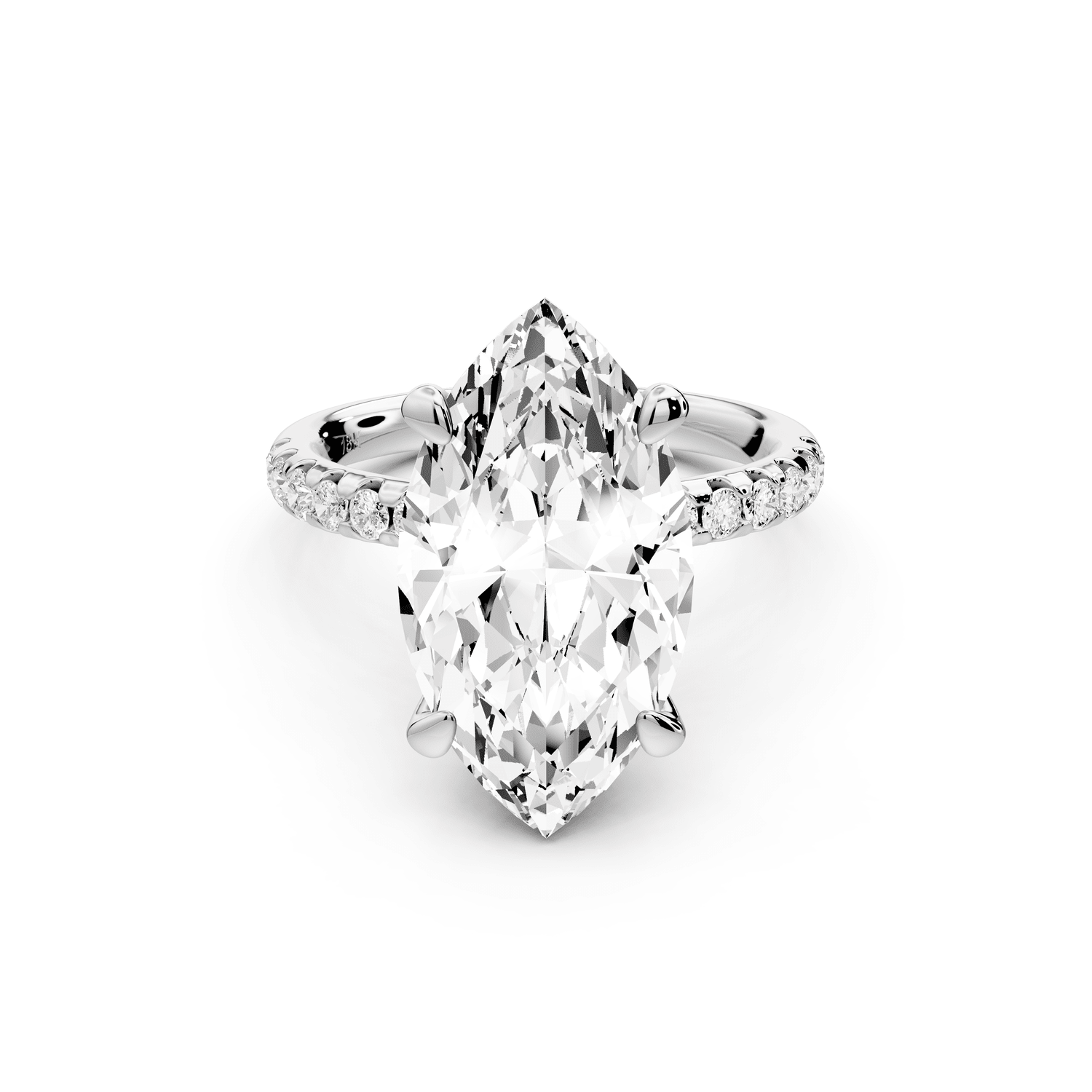 Arina - 5ct 14k white gold marquise Diamond with a wrap around halo and pavé engagement ring - Mr. Alex Jewelry