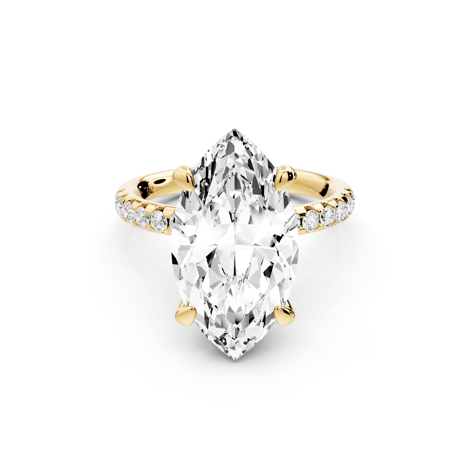 Arina - 5ct 14k yellow gold marquise Diamond with a wrap around halo and pavé engagement ring - Mr. Alex Jewelry