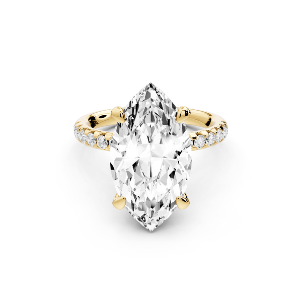 Arina - 5ct 14k yellow gold marquise Diamond with a wrap around halo and pavé engagement ring - Mr. Alex Jewelry
