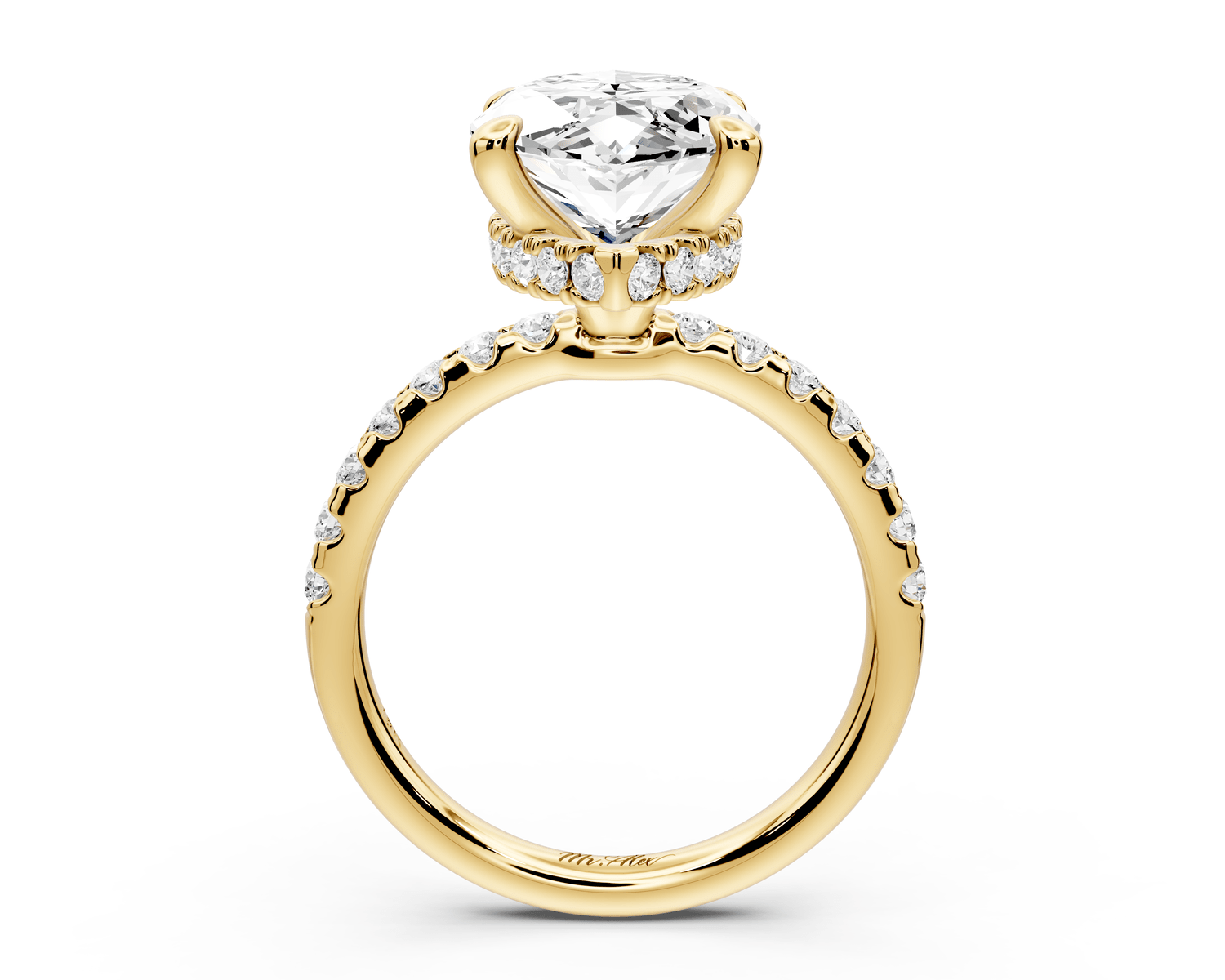 Arina - 5ct 14k yellow gold marquise Diamond with a wrap around halo and pavé engagement ring - Mr. Alex Jewelry