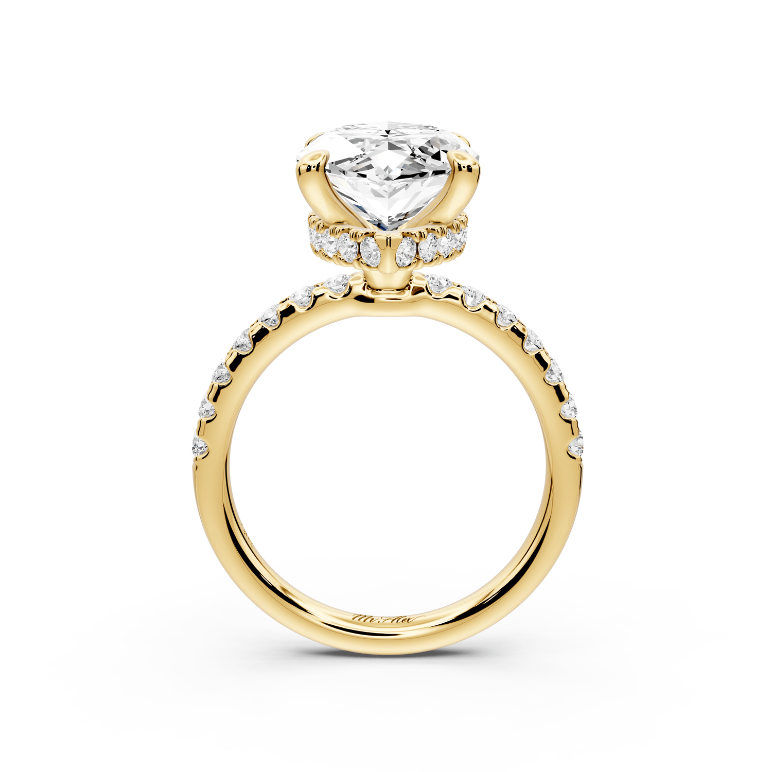 Arina - 5ct 14k yellow gold marquise Diamond with a wrap around halo and pavé engagement ring - Mr. Alex Jewelry