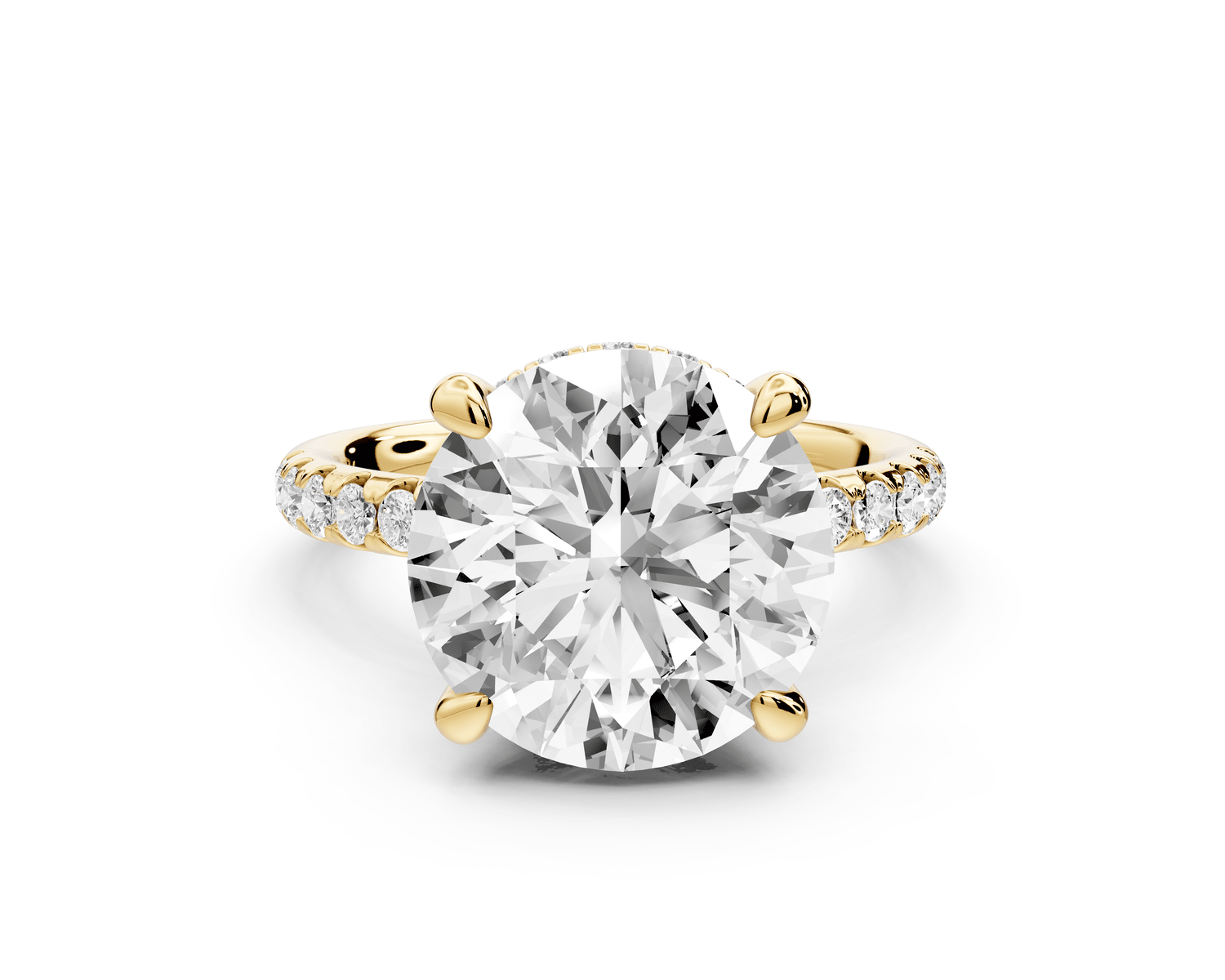 Arina - 5ct 14k yellow gold round Diamond with a wrap around halo and pavé engagment ring - Mr. Alex Jewelry