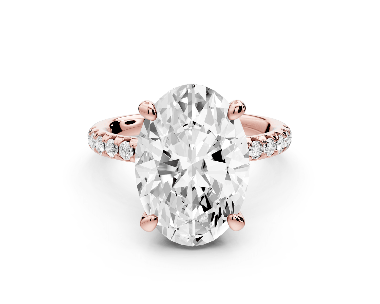 Arina - 5ct 18k rose gold oval Diamond with a wrap around halo and pavé Engagement ring - Mr. Alex Jewelry