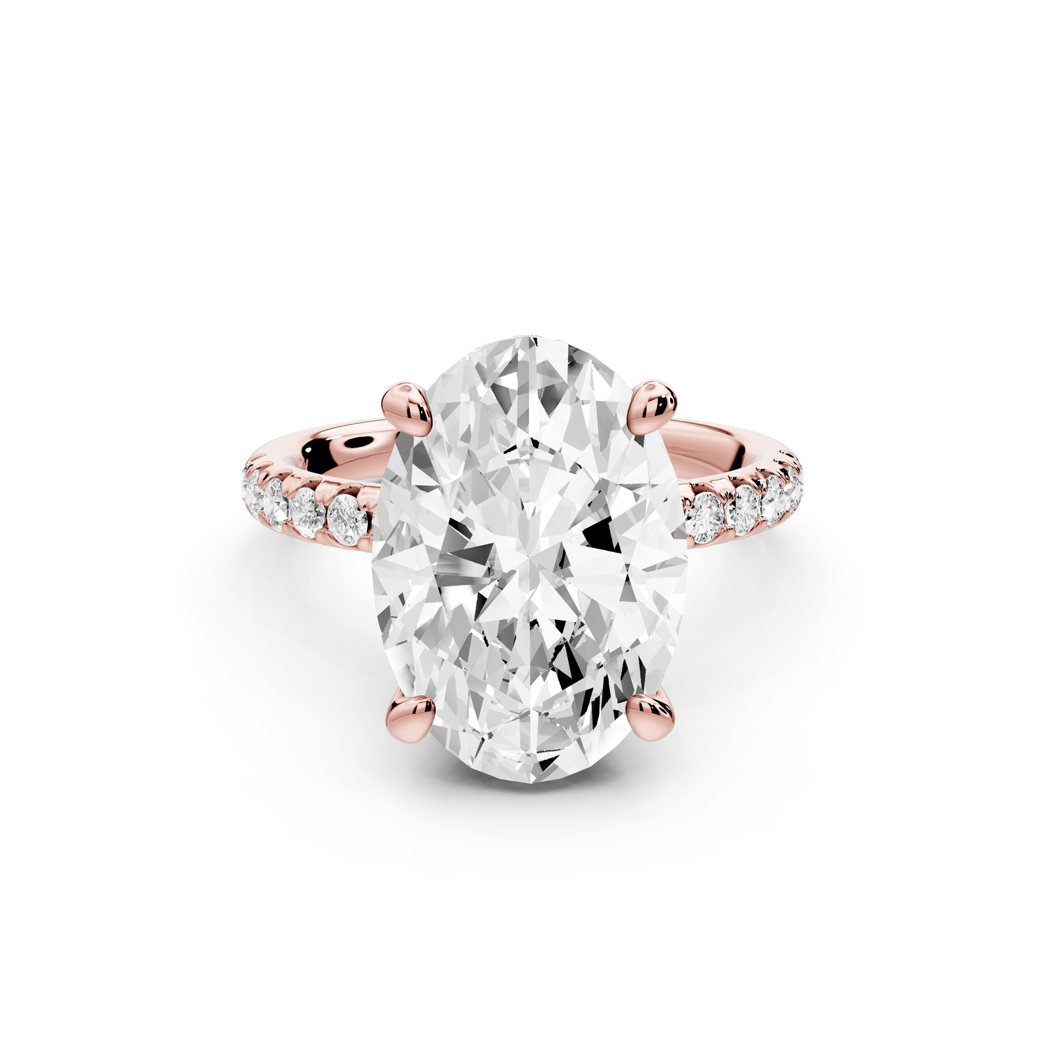 Arina - 5ct 18k rose gold oval Diamond with a wrap around halo and pavé Engagement ring - Mr. Alex Jewelry
