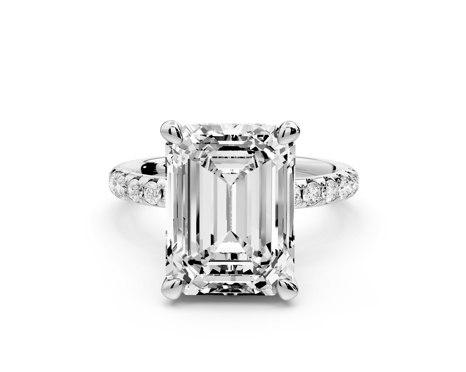 Arina - 5ct 18k white gold emerald Diamond with a wrap around halo and pavé Engagement ring - Mr. Alex Jewelry