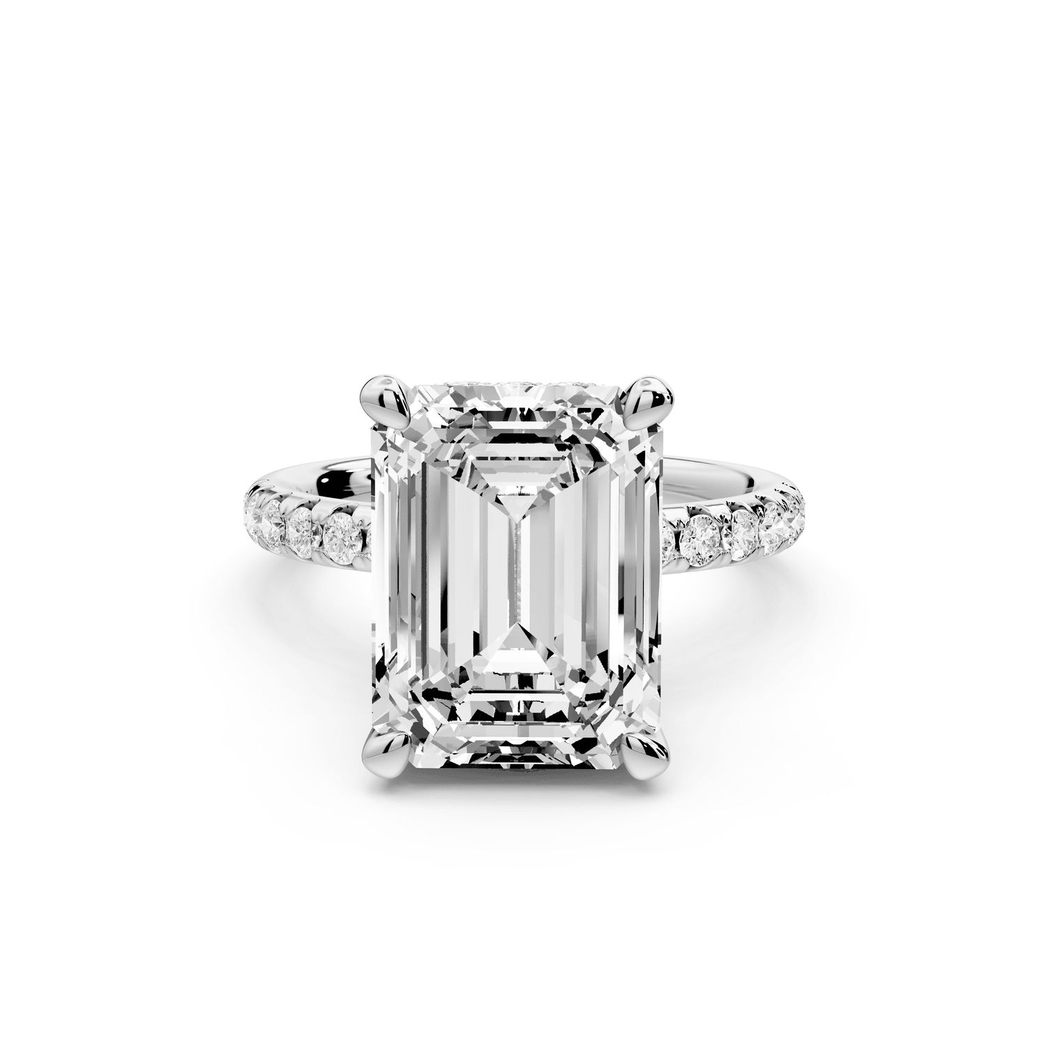 Arina - 5ct 18k white gold emerald Diamond with a wrap around halo and pavé Engagement ring - Mr. Alex Jewelry