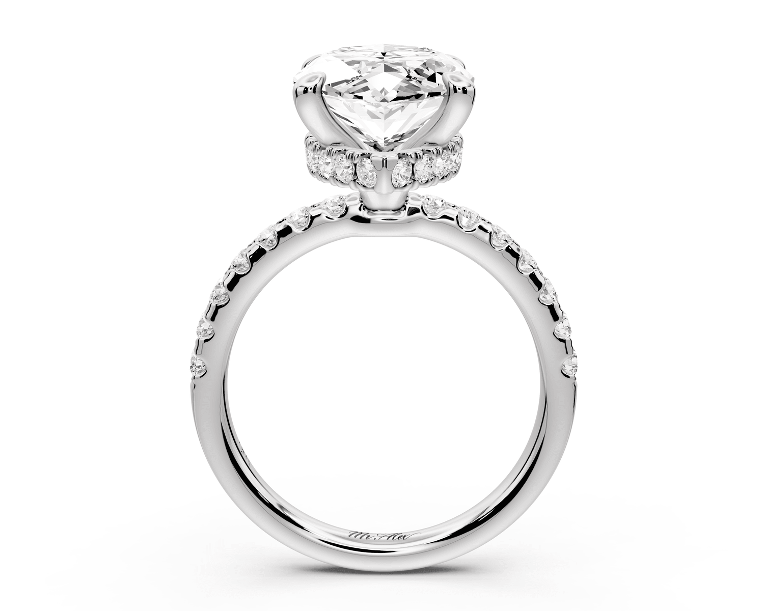 Arina - 5ct 18k white gold marquise Diamond with a wrap around halo and pavé engagement ring - Mr. Alex Jewelry