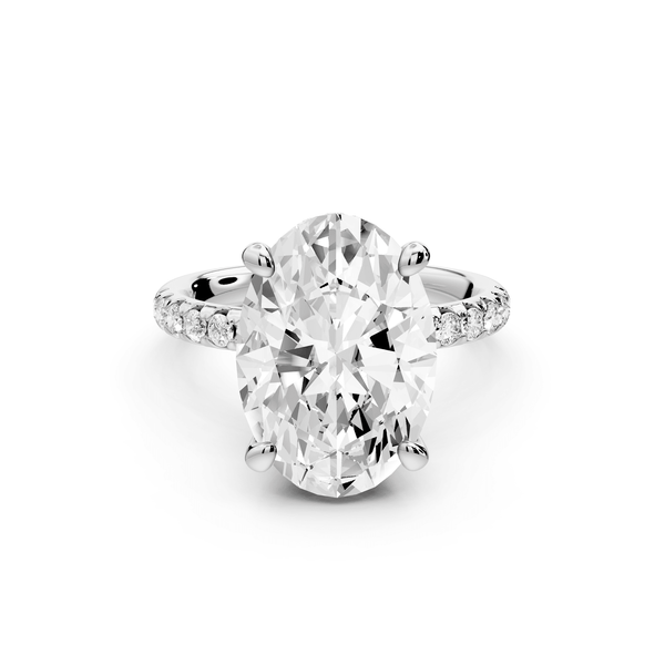 Arina - 5ct 18k white gold oval Diamond with a wrap around halo and pavé Engagement ring - Mr. Alex Jewelry