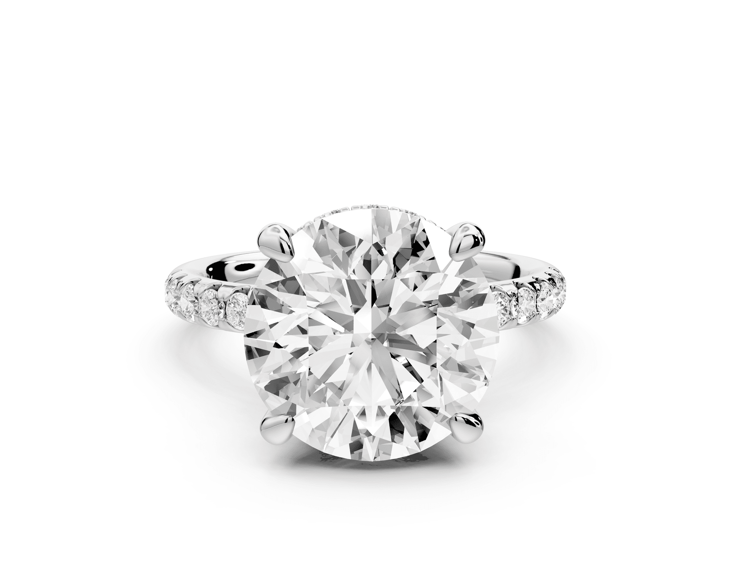 Arina - 5ct 18k white gold round Diamond with a wrap around halo and pavé engagment ring - Mr. Alex Jewelry